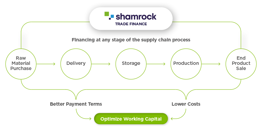 Shamrock Oils Financing solutions at any stage of the supply chain - infographic